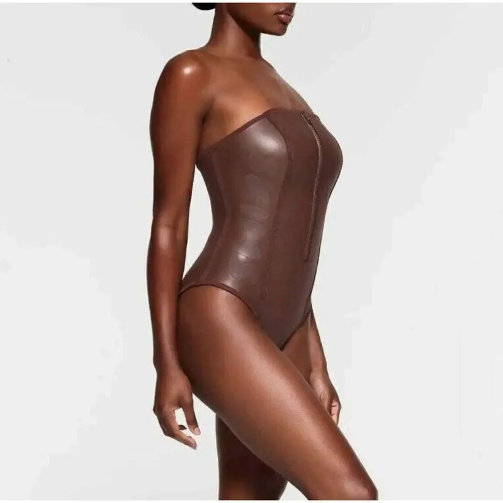 SKIMS Rubberized‎ Scuba Swim Strapless One Piece NWT Size 3X